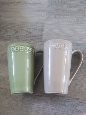 Primagera Portugal Embossed Ceramic Coffee & Tea Bistro Mugs - Set of 2